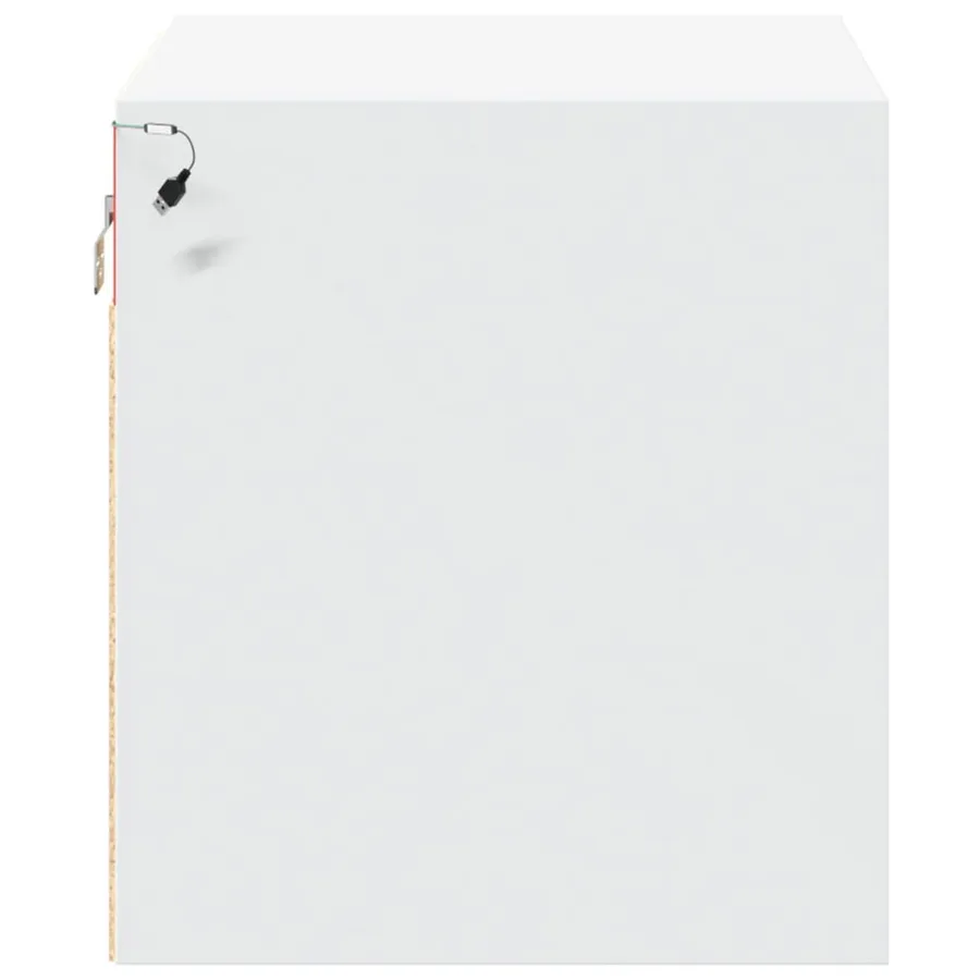 Table de chevet murale avec lumières LED blanc - 8