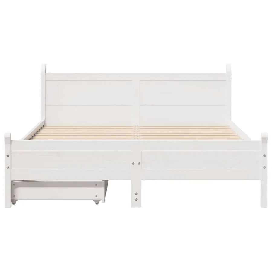 Cadre de lit sans matelas blanc 135x190 cm bois de pin massif - 4