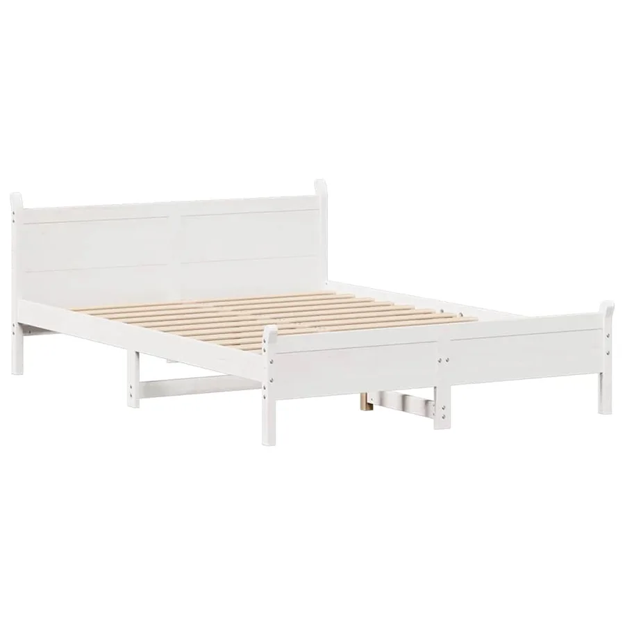 Cadre de lit sans matelas blanc 135x190 cm bois de pin massif - 5