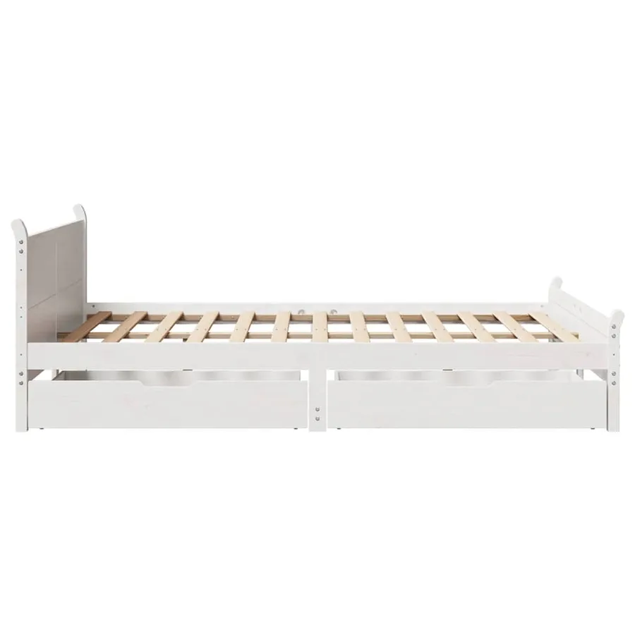 Cadre de lit sans matelas blanc 135x190 cm bois de pin massif - 7
