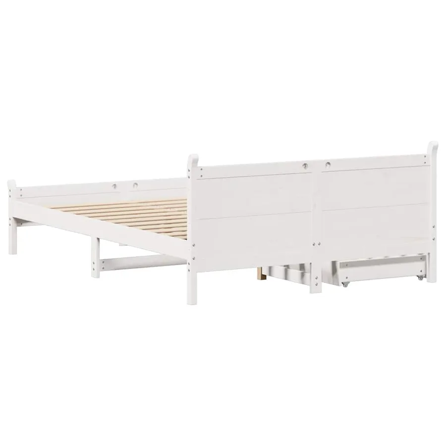 Cadre de lit sans matelas blanc 135x190 cm bois de pin massif - 8