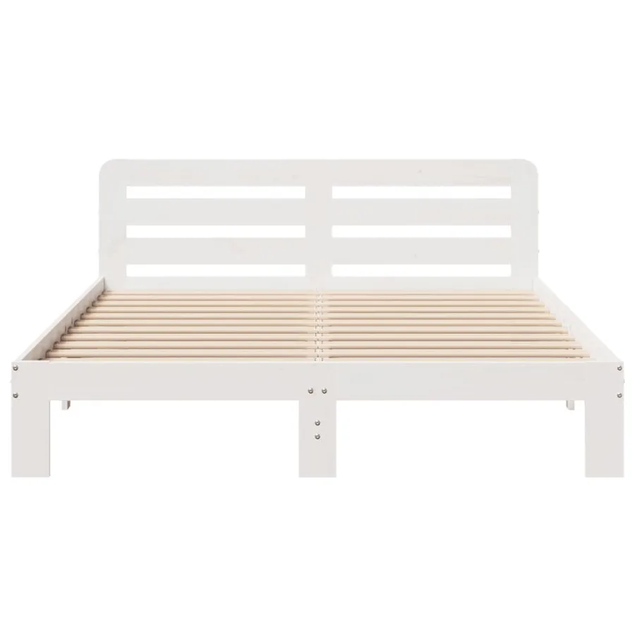 Cadre de lit sans matelas blanc 135x190 cm bois de pin massif - 4