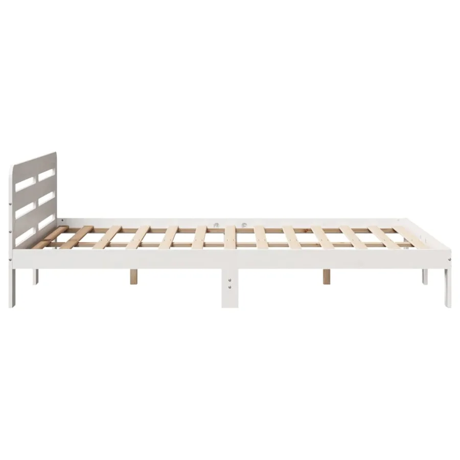 Cadre de lit sans matelas blanc 135x190 cm bois de pin massif - 5