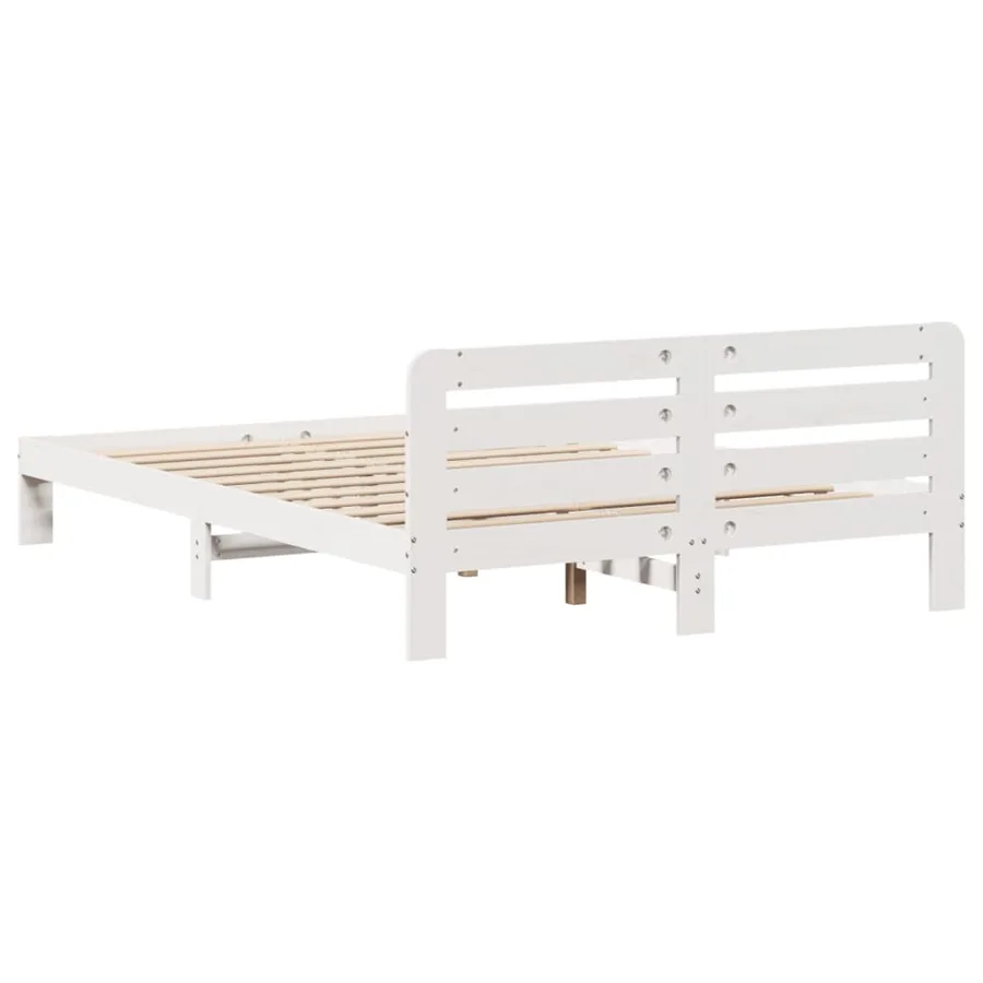 Cadre de lit sans matelas blanc 135x190 cm bois de pin massif - 6
