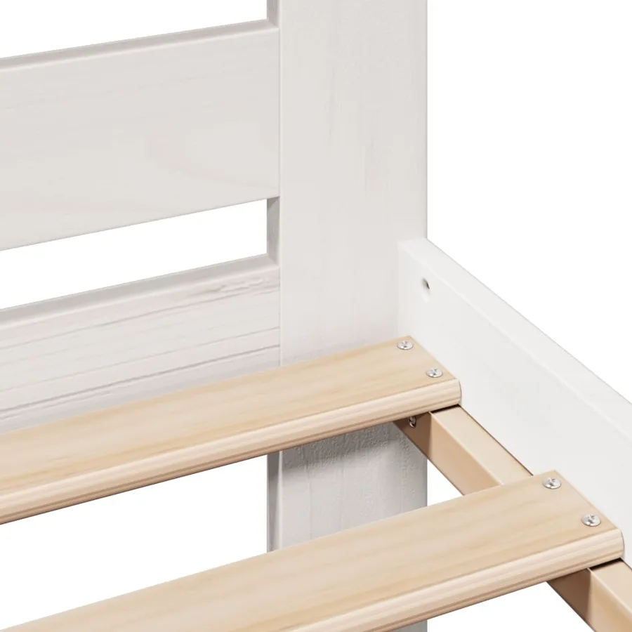 Cadre de lit sans matelas blanc 135x190 cm bois de pin massif - 7