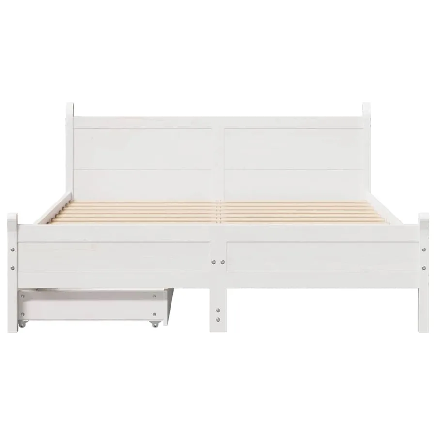 Cadre de lit sans matelas blanc 140x200 cm bois de pin massif - 4