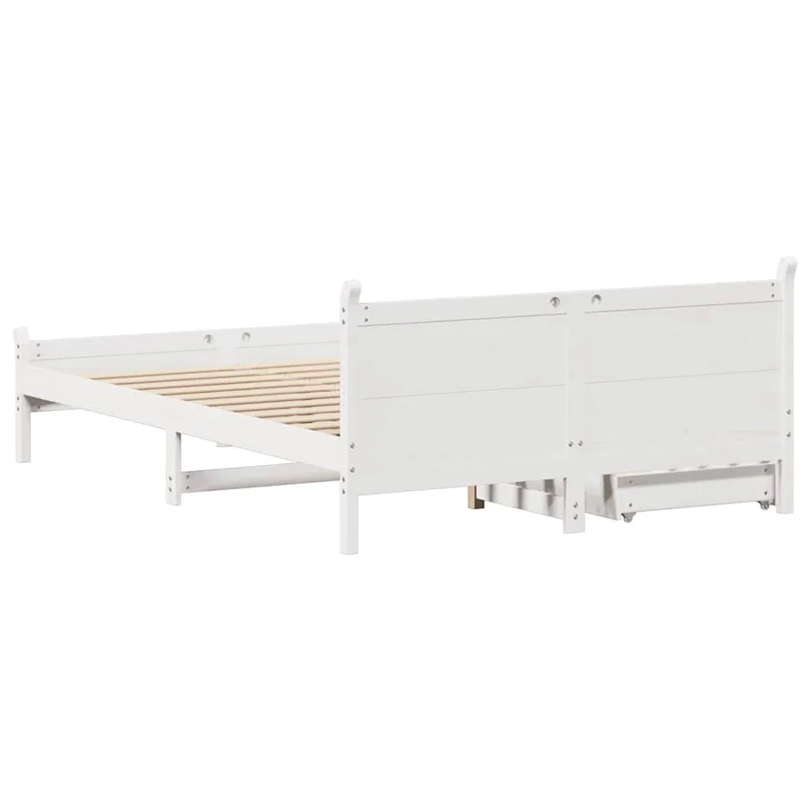 Cadre de lit sans matelas blanc 140x200 cm bois de pin massif - 8