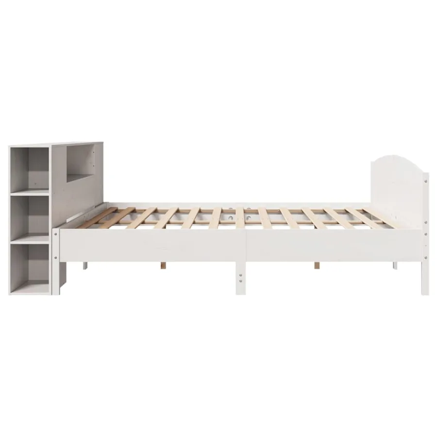 Lit bibliothèque sans matelas blanc 200x200 cm bois pin massif - 5