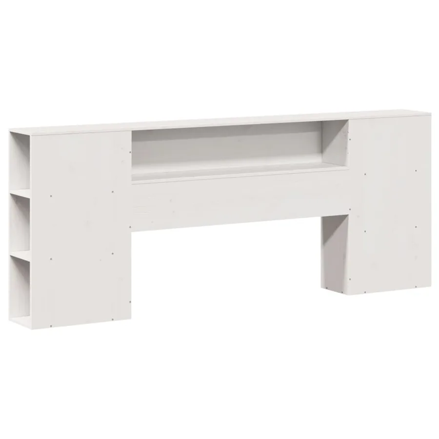Lit bibliothèque sans matelas blanc 200x200 cm bois pin massif - 7