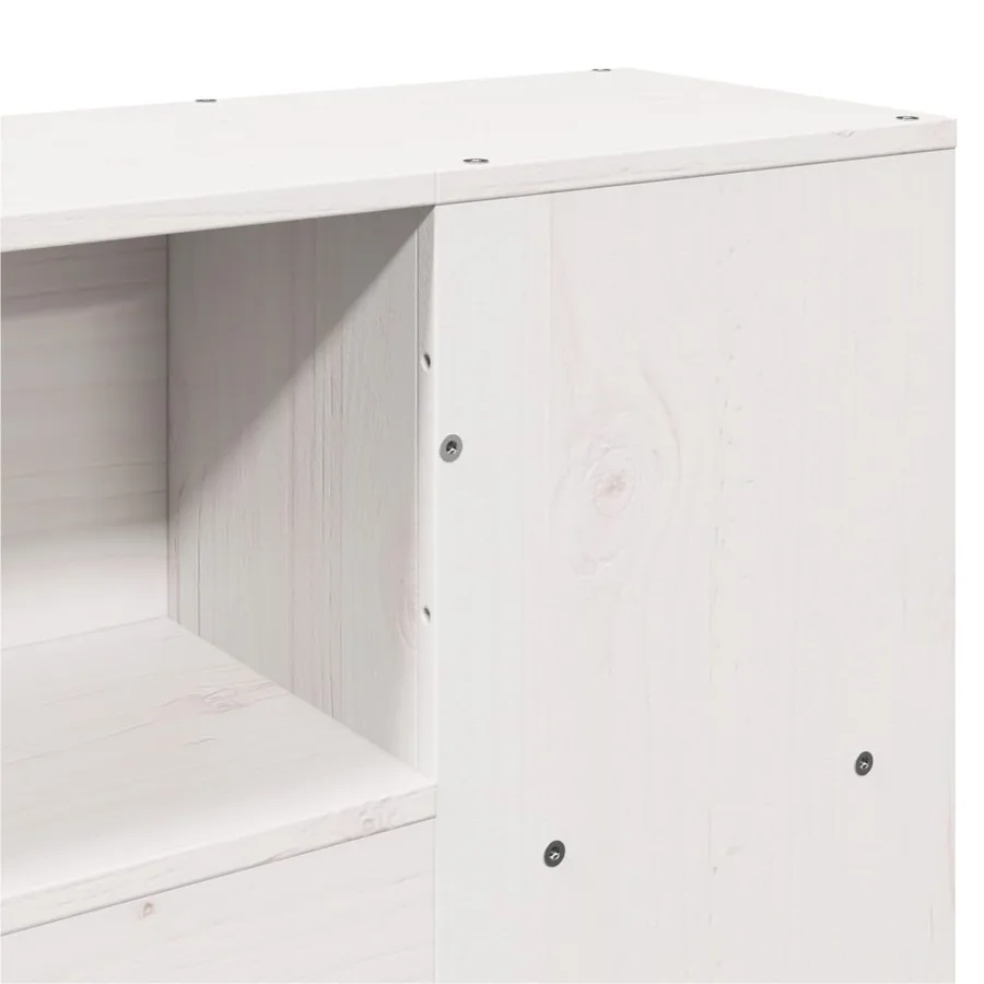 Lit bibliothèque sans matelas blanc 200x200 cm bois pin massif - 9