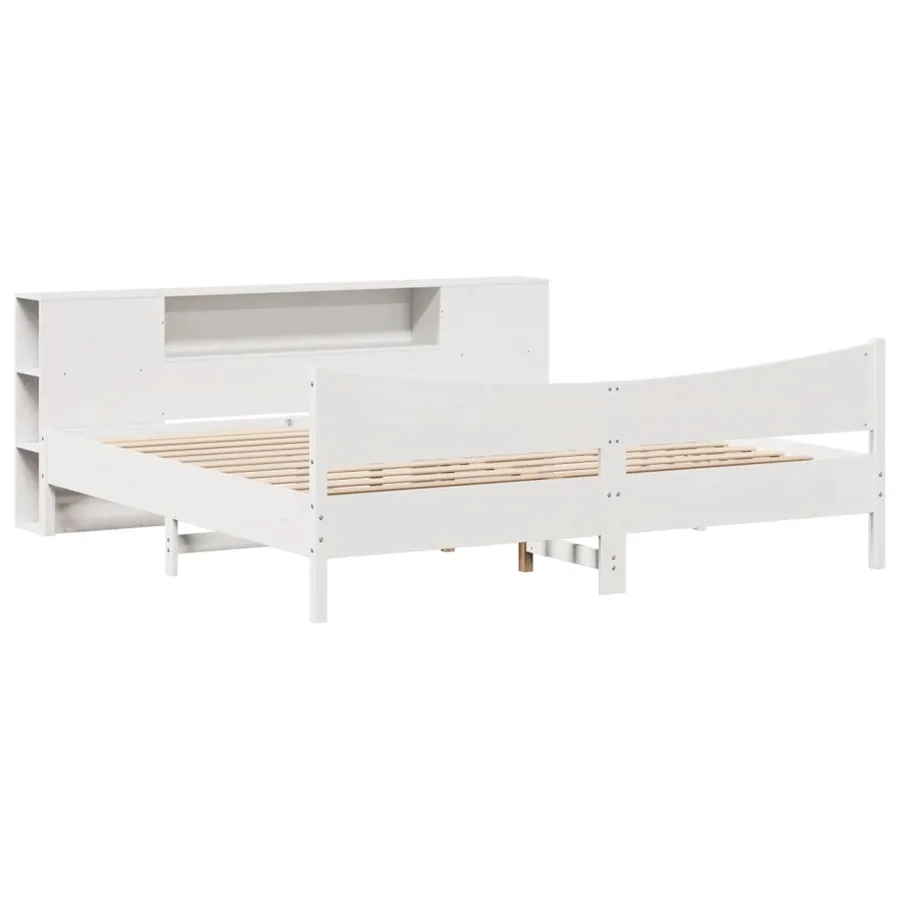 Cadre de lit sans matelas blanc 200x200 cm bois massif de pin - 3