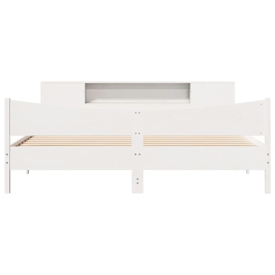 Cadre de lit sans matelas blanc 200x200 cm bois massif de pin - 4