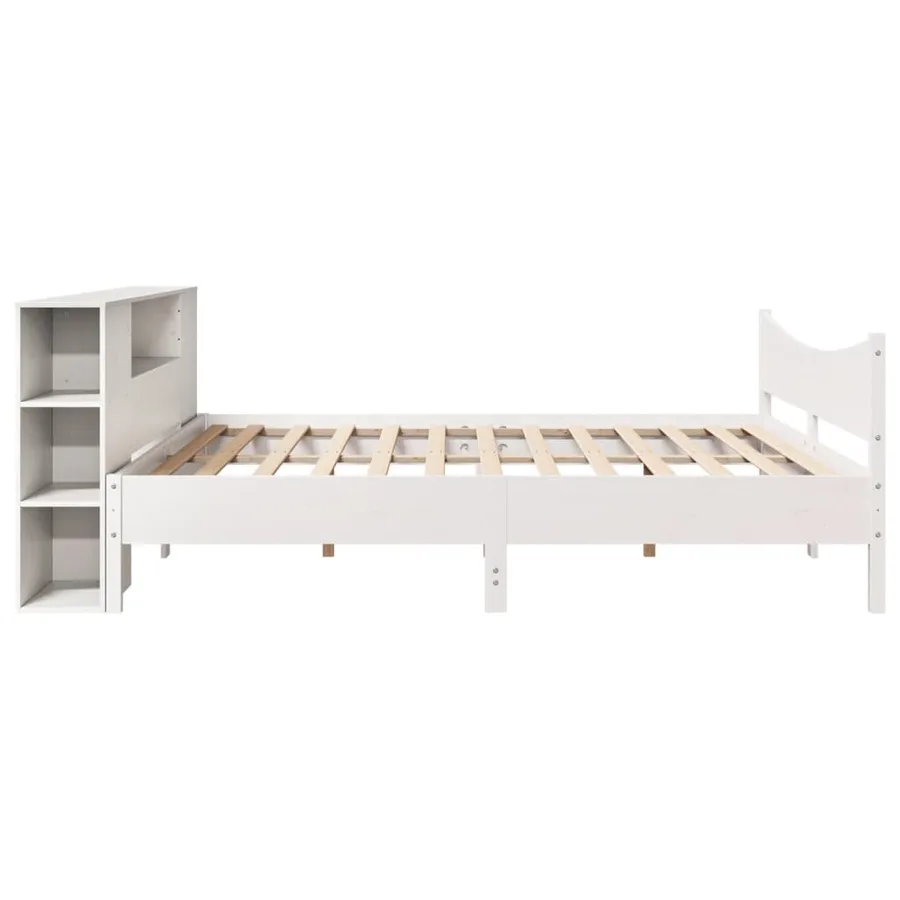 Cadre de lit sans matelas blanc 200x200 cm bois massif de pin - 7