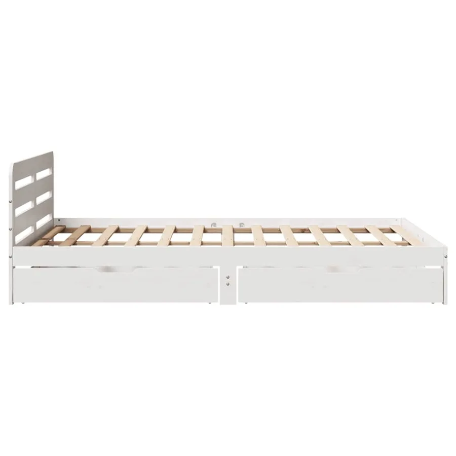 Cadre de lit sans matelas blanc 150x200 cm bois de pin massif - 7