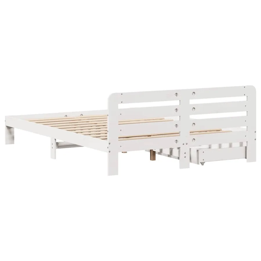 Cadre de lit sans matelas blanc 150x200 cm bois de pin massif - 8