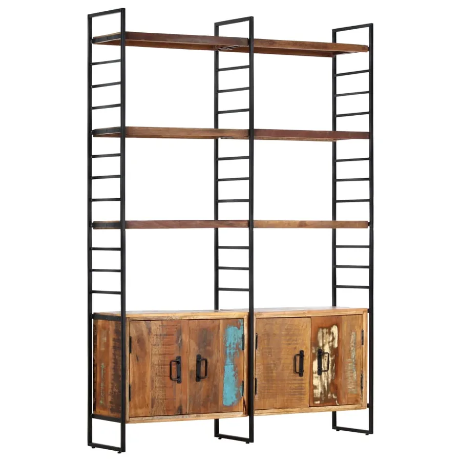 Bibliothèque 4 niveaux 124x30x180cm Bois solide de récupération - 11