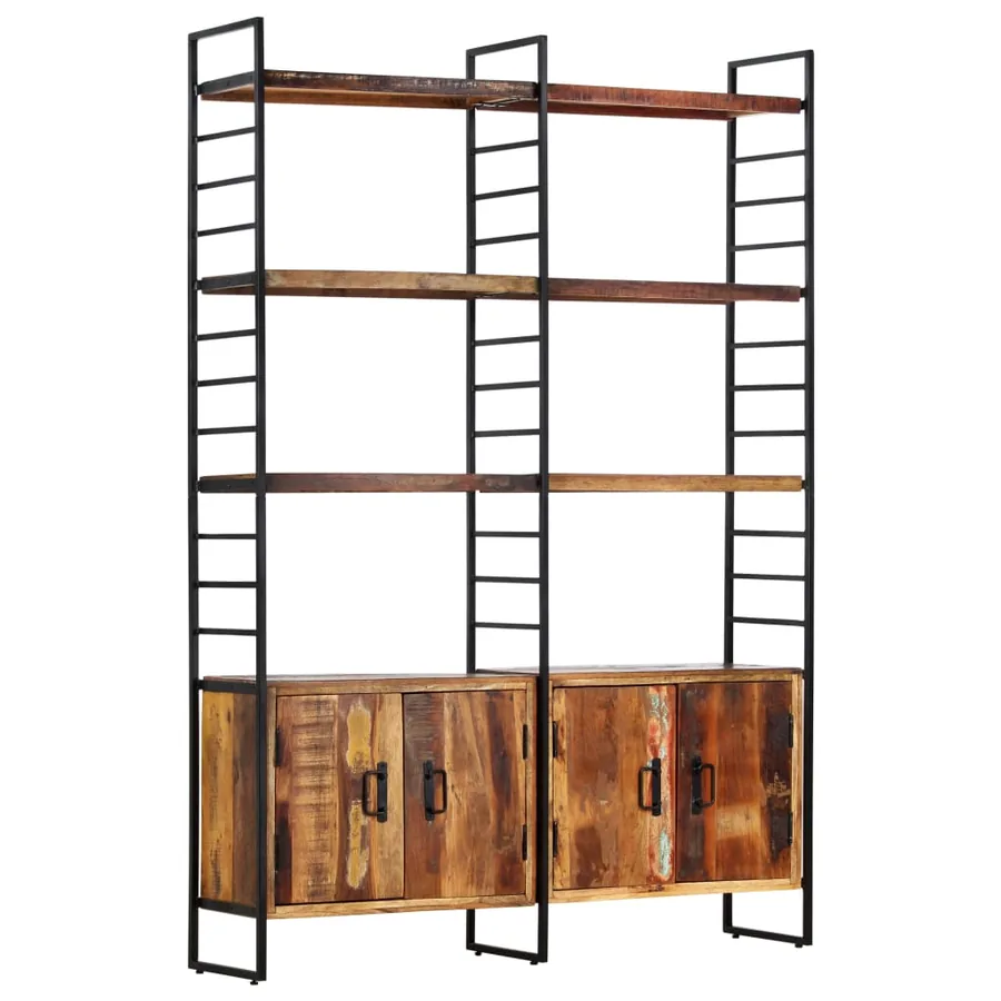 Bibliothèque 4 niveaux 124x30x180cm Bois solide de récupération - 12