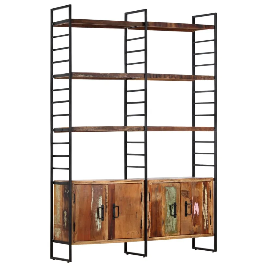 Bibliothèque 4 niveaux 124x30x180cm Bois solide de récupération - 13