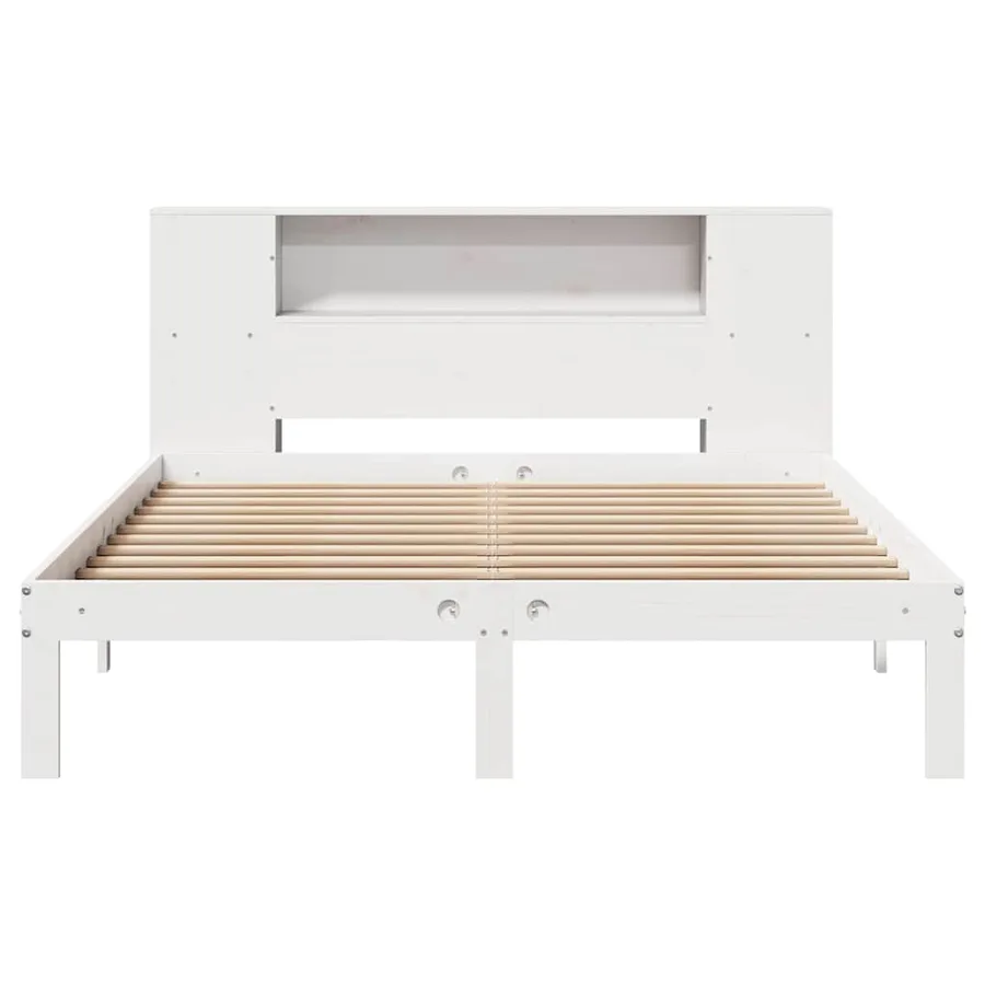 Lit bibliothèque sans matelas blanc 160x200 cm bois pin massif - 4