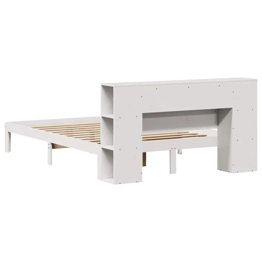 Lit bibliothèque sans matelas blanc 160x200 cm bois pin massif - 8