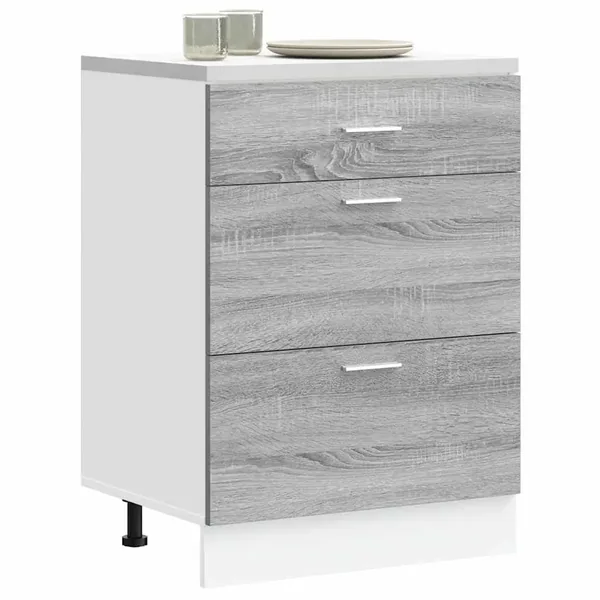 Meuble bas de cuisine "Lyon" Gris Sonoma Bois d'ingénierie