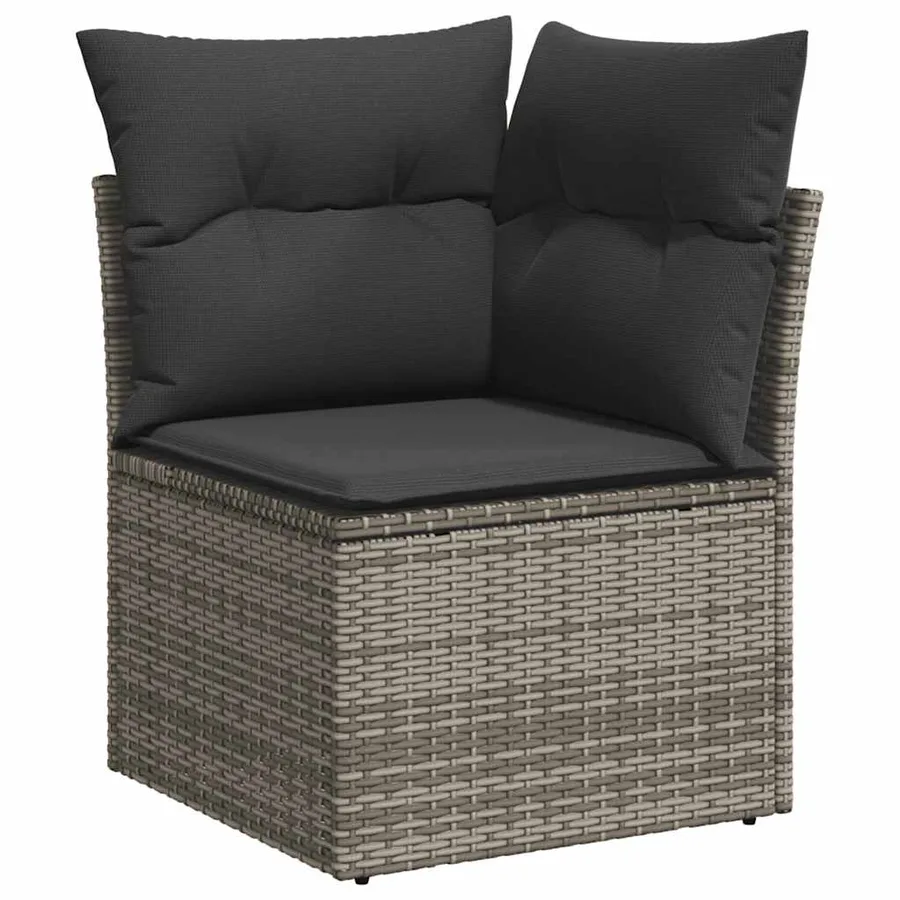 Salon de jardin 8 pcs avec coussins gris résine tressée - 4