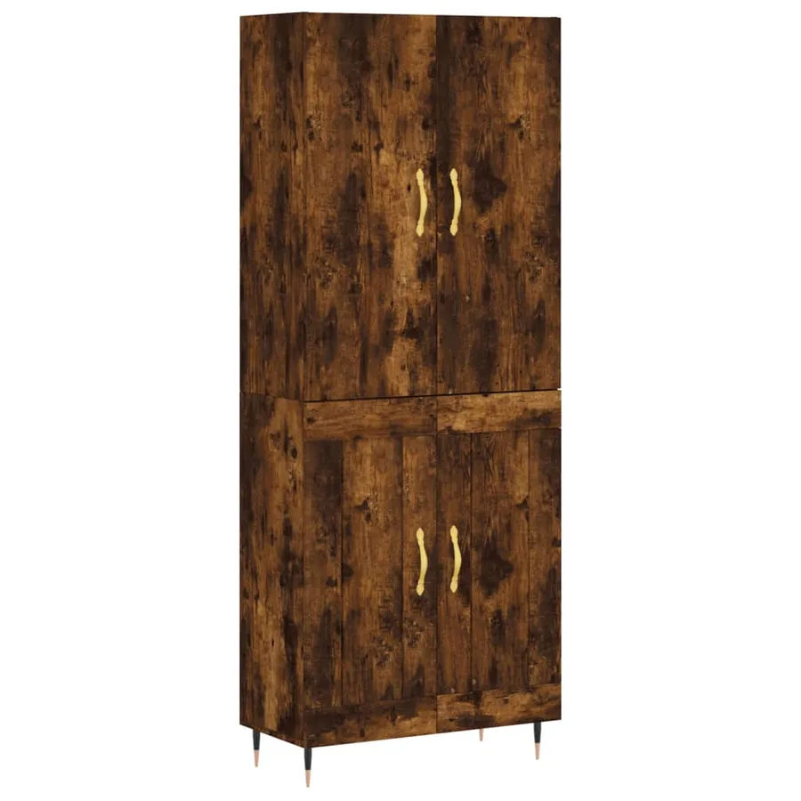 Buffet haut Chêne fumé 69,5x34x180 cm Bois d'ingénierie - 2