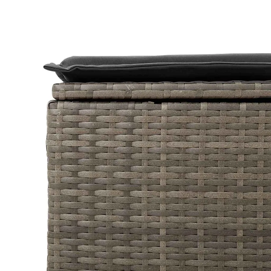 Salon de jardin 9 pcs avec coussins gris résine tressée - 14