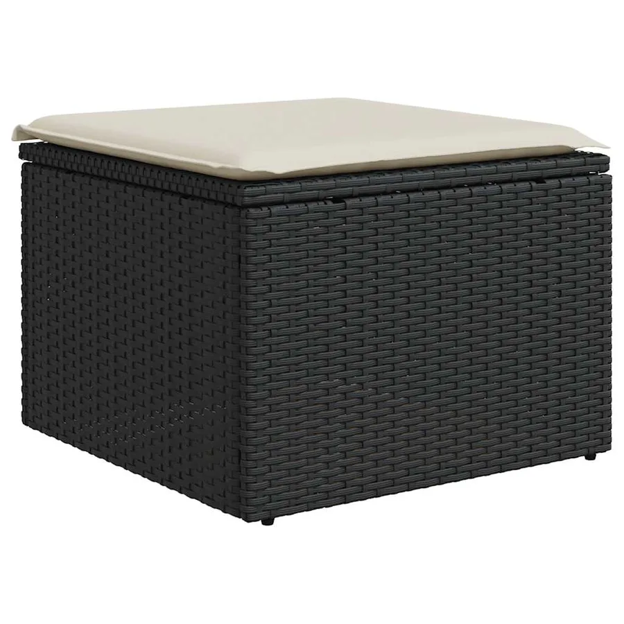 Salon de jardin 6 pcs avec coussins noir résine tressée - 5