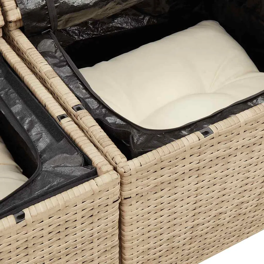 Salon de jardin avec coussins 7 pcs beige résine tressée - 13