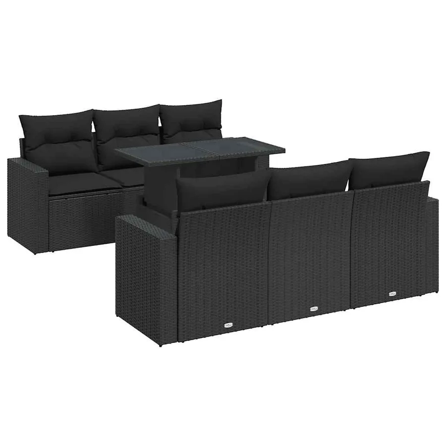 Salon de jardin 7 pcs avec coussins noir résine tressée 55 x 62 x 69 cm - 68,6 kg - 2