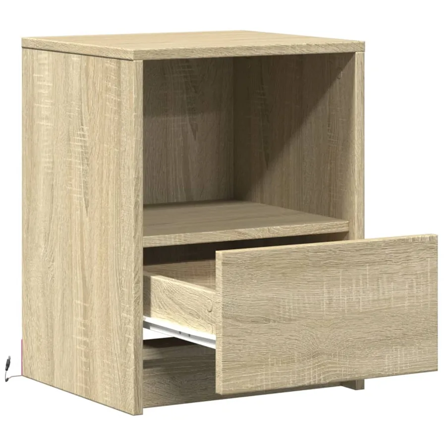 Armoire de chevet avec lumières LED chêne sonoma - 12