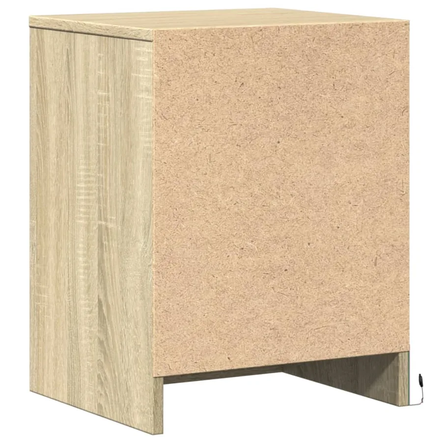 Armoire de chevet avec lumières LED chêne sonoma - 8