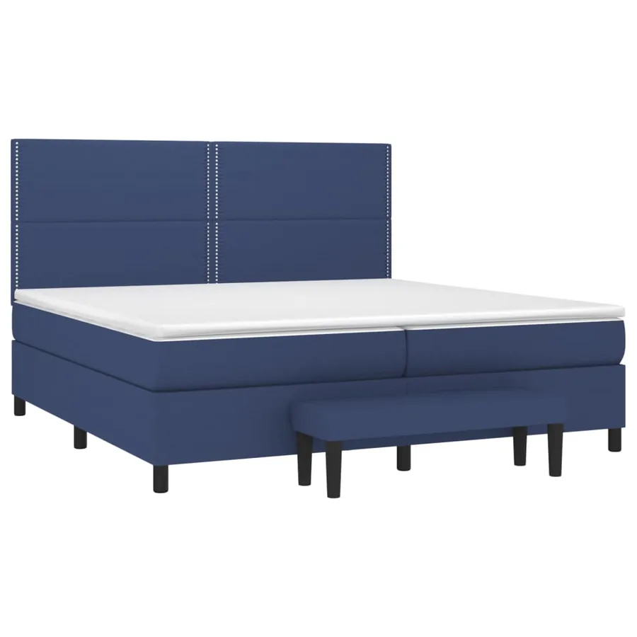 Sommier à lattes de lit avec matelas Bleu 200x200 cm Tissu - 3