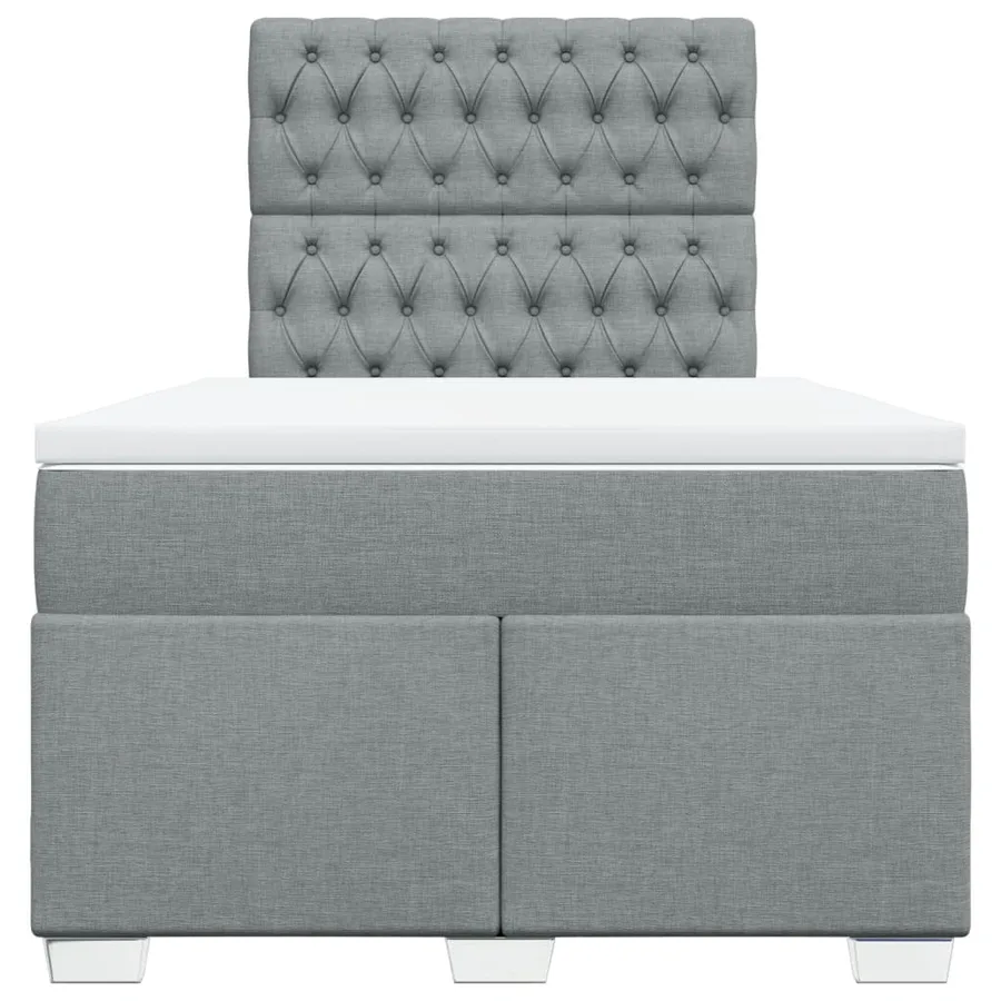 Sommier à lattes de lit et matelas gris clair 120x190 cm tissu - 4