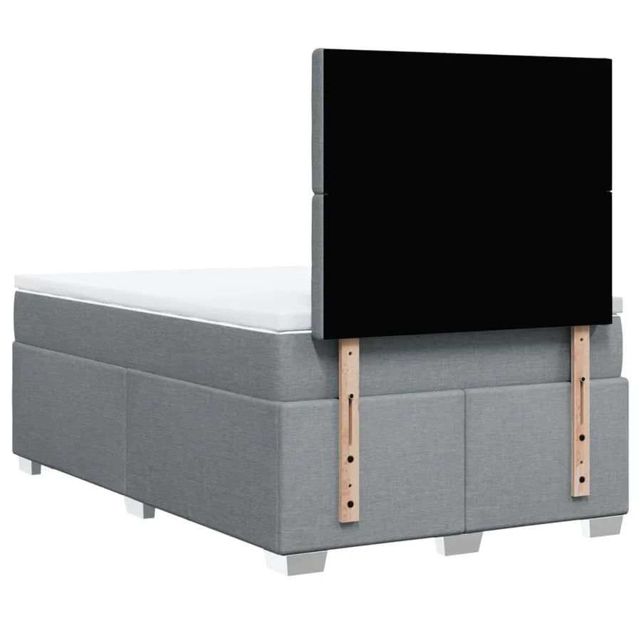 Sommier à lattes de lit et matelas gris clair 120x190 cm tissu - 10