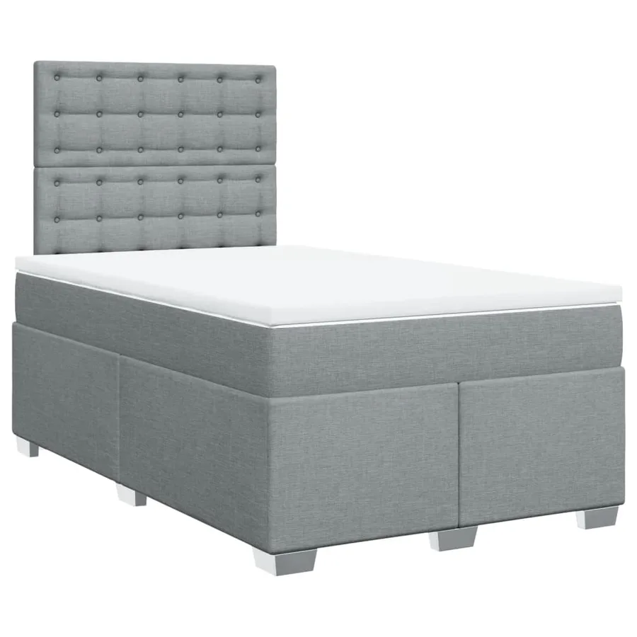 Sommier à lattes de lit et matelas gris clair 120x190 cm tissu - 2