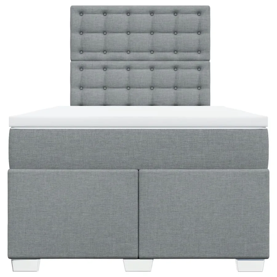 Sommier à lattes de lit et matelas gris clair 120x190 cm tissu - 4