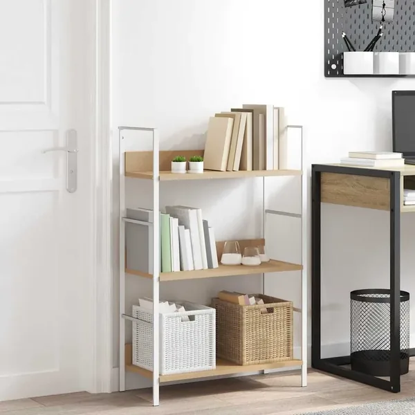 Bibliothèque à 3 niveaux chêne 60x27,6x90,5cm bois d'ingénierie