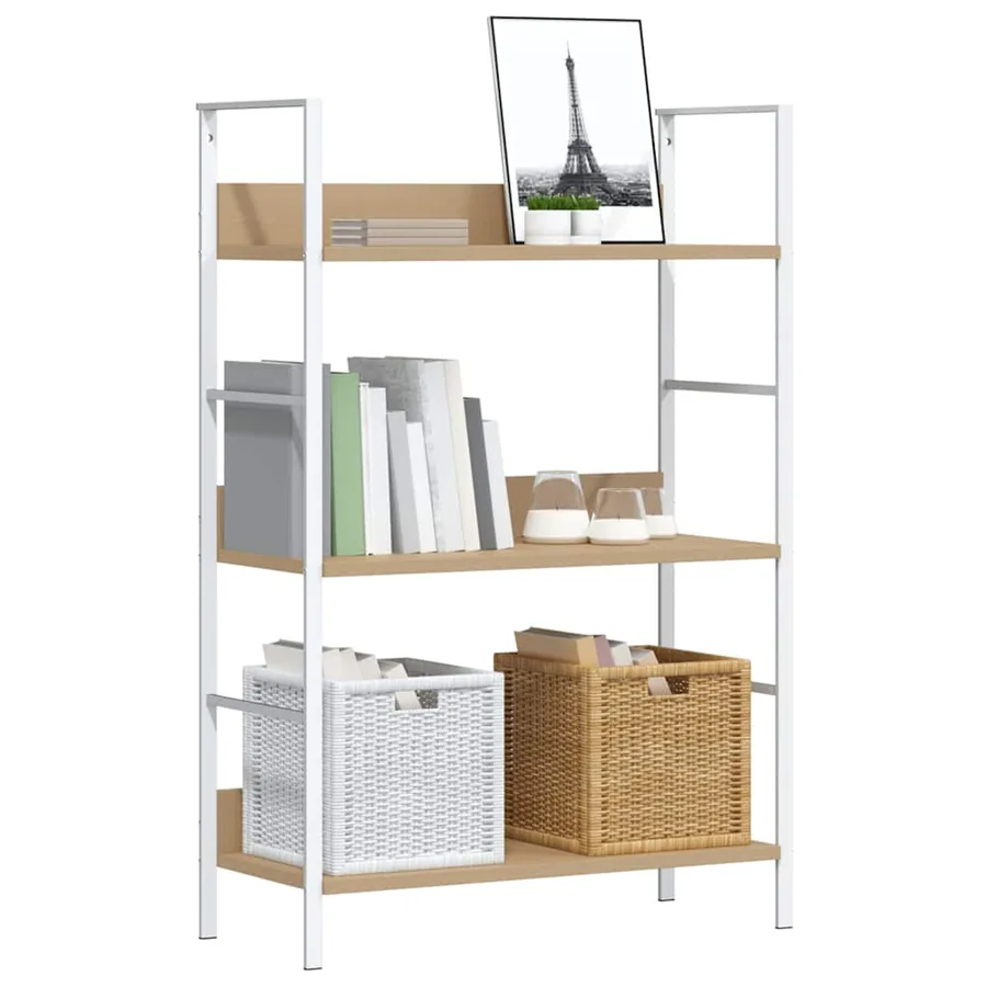 Bibliothèque à 3 niveaux chêne 60x27,6x90,5cm bois d'ingénierie - 4