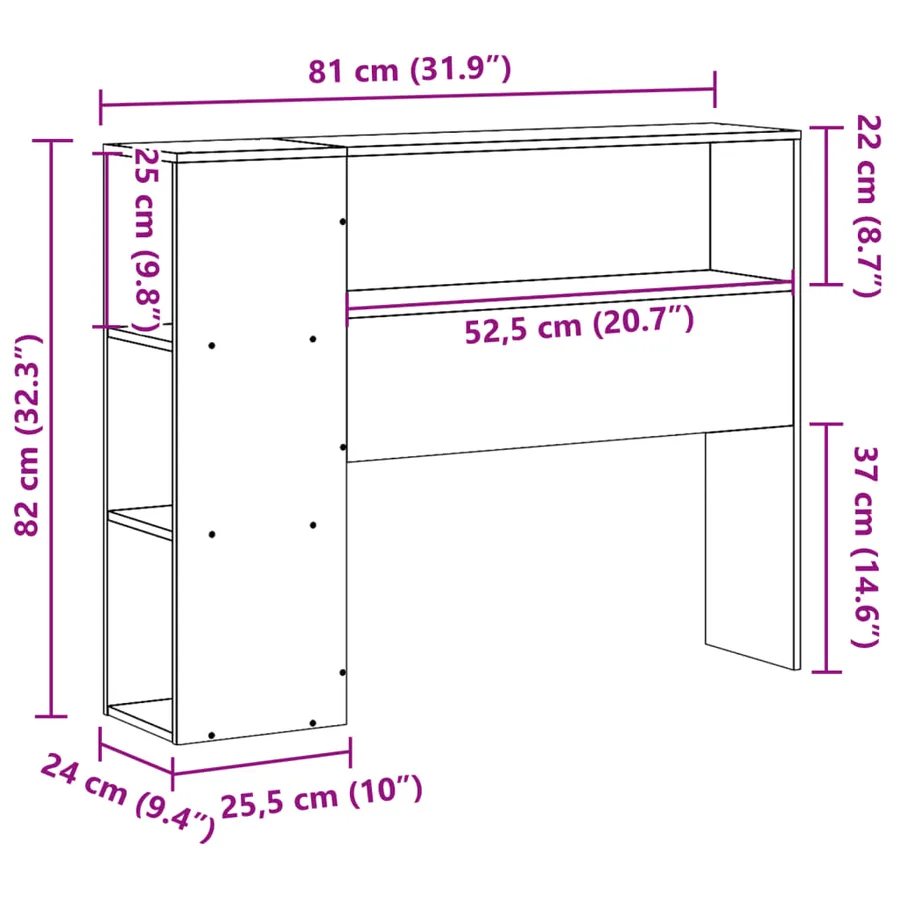 Tête de lit avec rangement 75 cm bois massif de pin - 10