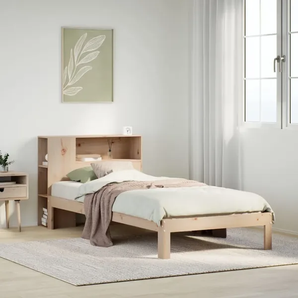 Lit bibliothèque sans matelas 75x190 cm bois de pin massif