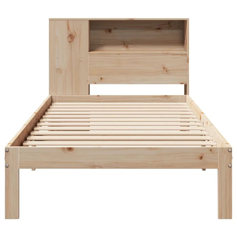 Lit bibliothèque sans matelas 75x190 cm bois de pin massif - 4