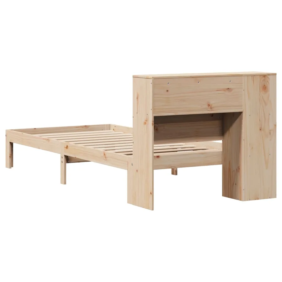 Lit bibliothèque sans matelas 75x190 cm bois de pin massif - 8