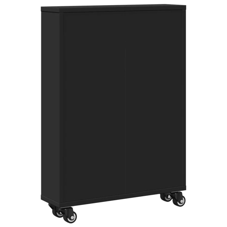 Chariot de rangement étroit noir 48x13x68 cm bois d'ingénierie - 6