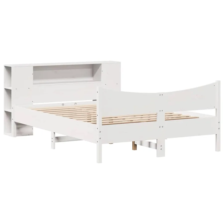 Cadre de lit sans matelas blanc 150x200 cm bois de pin massif - 3