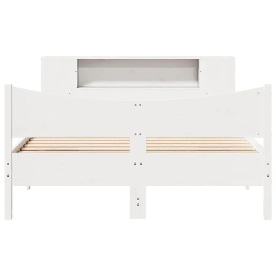 Cadre de lit sans matelas blanc 150x200 cm bois de pin massif - 4