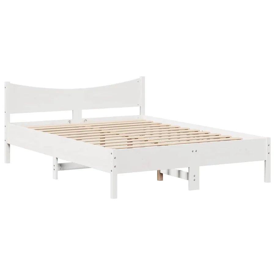 Cadre de lit sans matelas blanc 150x200 cm bois de pin massif - 5