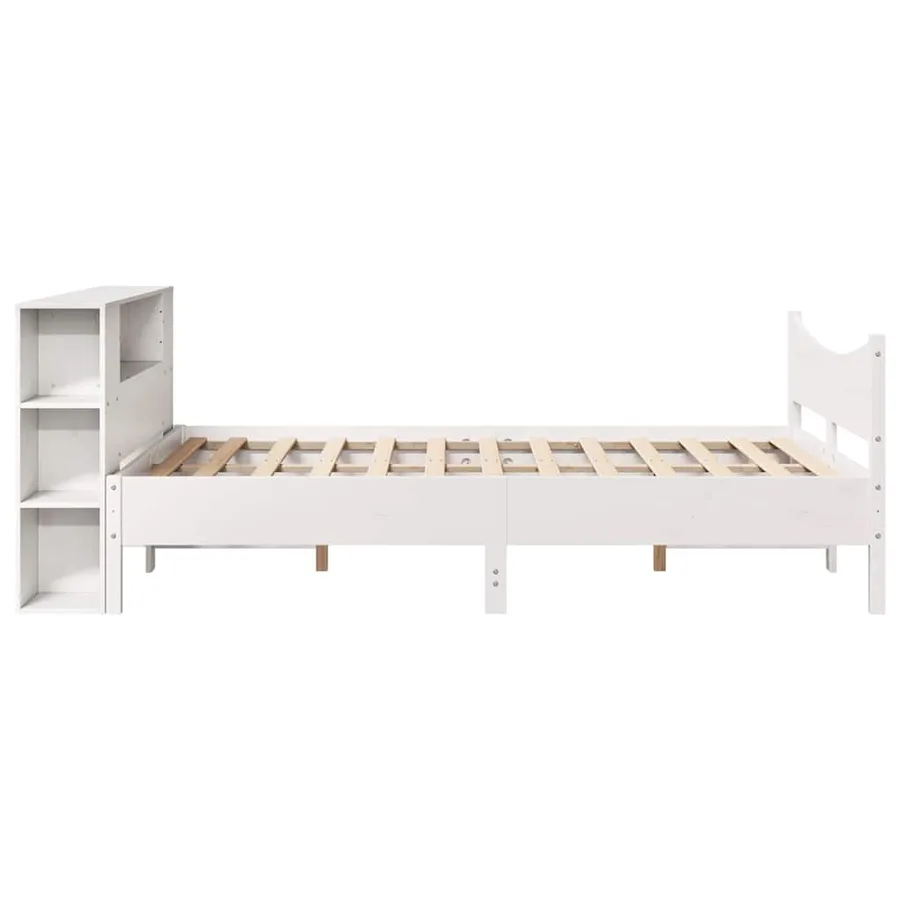 Cadre de lit sans matelas blanc 150x200 cm bois de pin massif - 7
