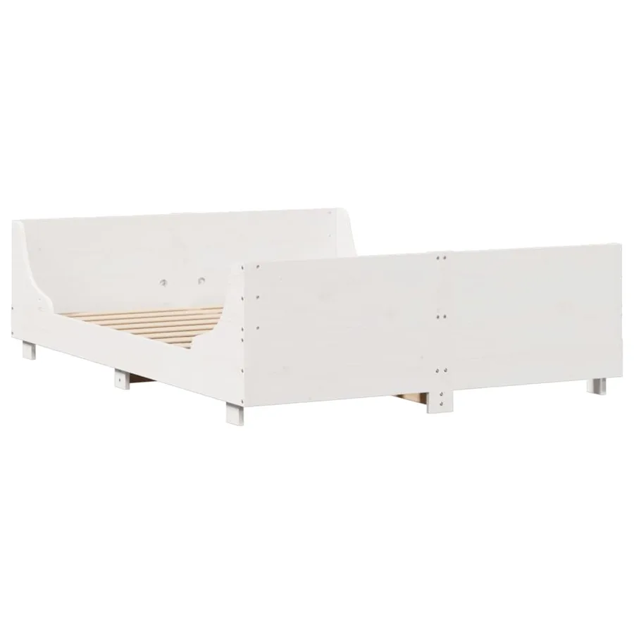 Cadre de lit sans matelas blanc 120x200 cm bois de pin massif - 5
